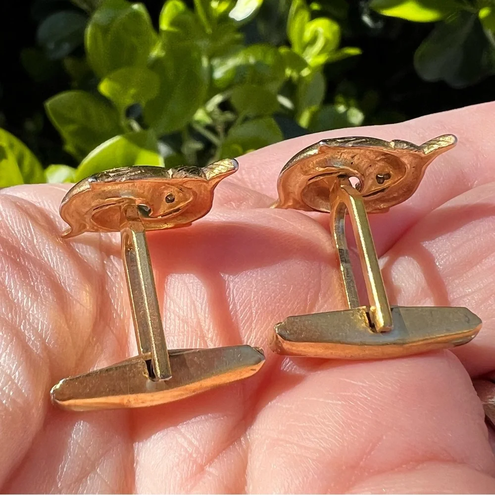 Vintage Gold Filled Diamond Fish Cufflinks